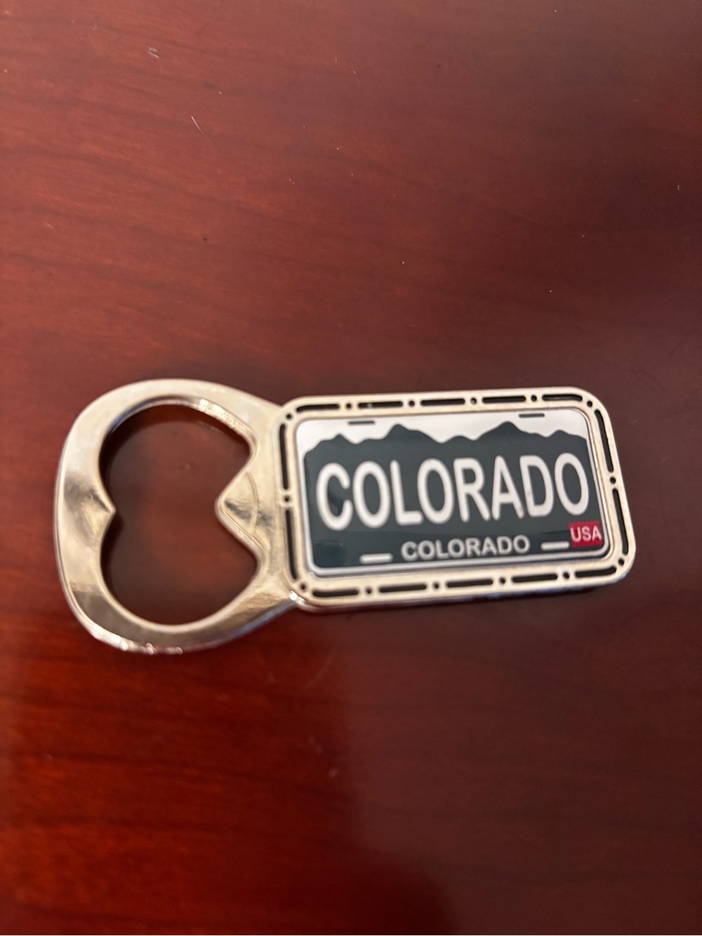 Colorado License Plate Bottle Opener - Green and Silver